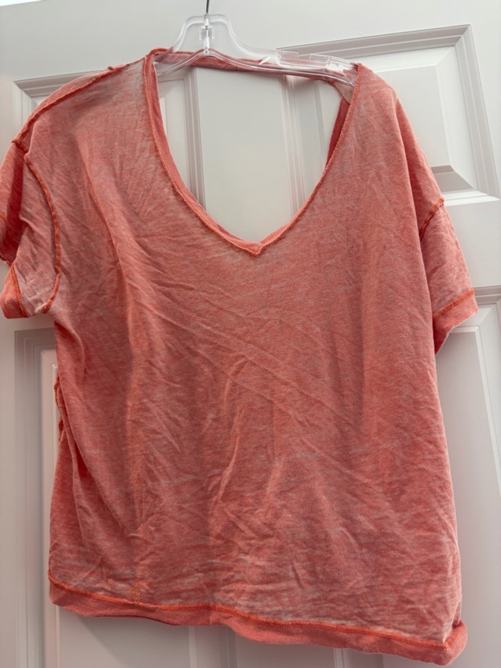 We The Free Coral Slub V-Neck Short Sleeve Tee